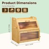 Unique Bargains Bamboo Large Double Layer Acrylic Window Bread Storage Container Natural Wood - 2 of 4