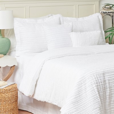 Eyelashes White Cotton Euro Sham with Ruffled Texture
