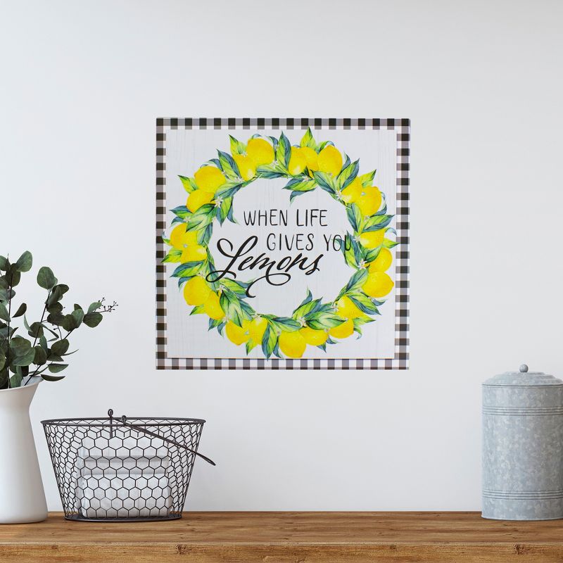 Northlight White and Black Gingham "When Life Gives You Lemons" Decorative Wall Art 13.75", 2 of 4