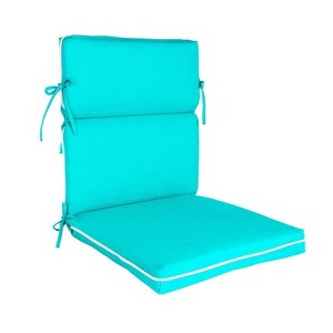 Home Fashions International 21"x22" O'Linen Highback Outdoor One Piece Chair Cushion Turquoise: Zippered, Weather-Resistant - 1 of 4