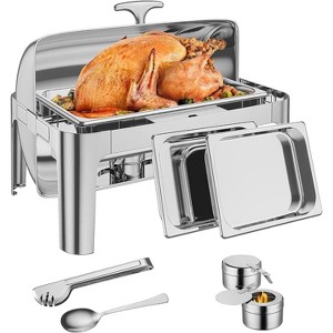 9QT Roll Top Chafing Dish Buffet Set, Food-Grade Stainless Steel Commercial Chafer for Catering, Parties, and Weddings - 1 of 4
