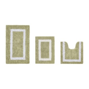 Hotel Bath Rug 100% Premium Cotton Tufted Weave Two Tone Reversible 3 Piece Bathroom Rug Set, Super Soft & Water Absorbent, Machine Washable Bathmat - 1 of 4