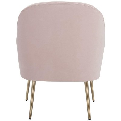 Areli Light Pink Velvet and Gold Accent Chair