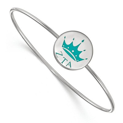 Black Bow Jewelry Sterling Silver Zeta Tau Alpha Greek Life Bangle Bracelet 8 Inch