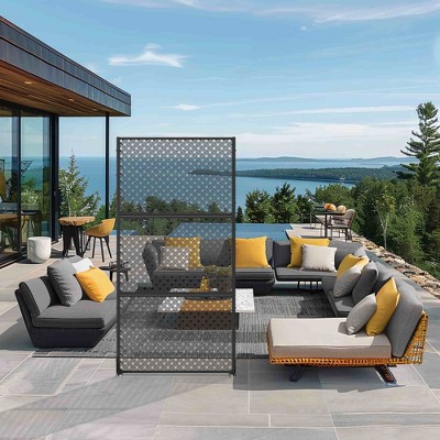 Lirago Metal Outdoor Privacy Screen Freestanding Patio Decorative Screens - 72"x35", Black
