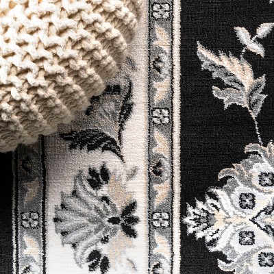 Gray and Ivory Rectangular Synthetic Area Rug