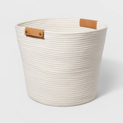 13 Decorative Coiled Rope Square Base Tapered Basket Small White -  Brightroom™