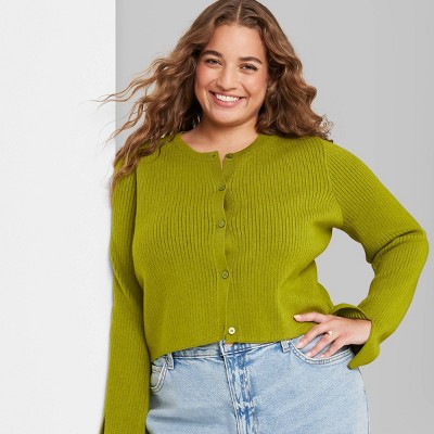 Women's Button-Front Cardigan - Wild Fable™ Green Apple XXL