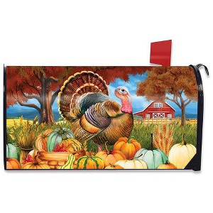 Turkey And Pumpkins Fall Magnetic Mailbox Cover Thanksgiving Farm Standard Briarwood Lane - 1 of 3