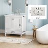 GlasFlength Bathroom Storage Cabinets, Freestanding, Open shelving Bathroom Vanity，Assembly Required, White, 29.8"*19.1"*34.75" - 3 of 4