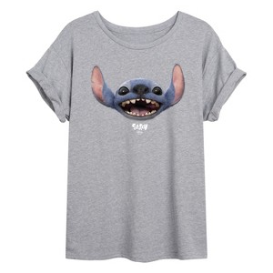 Women's - Lilo and Stitch - Stitch Face Oversized- Women's Oversized Graphic T-Shirt Oversized Graphic T-Shirt - 1 of 4