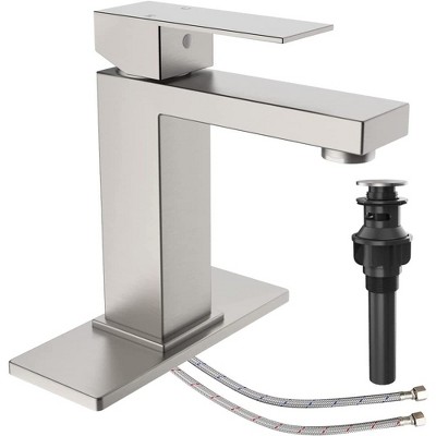 Single Handle Bathroom Faucets for 1 or 3 Hole,Bathroom Faucet Brushed Nickel Modern Waterfall Bathroom Sink Faucet