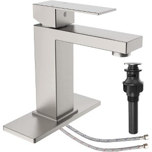 Single Handle Bathroom Faucets for 1 or 3 Hole,Bathroom Faucet Brushed Nickel Modern Waterfall Bathroom Sink Faucet - 1 of 4