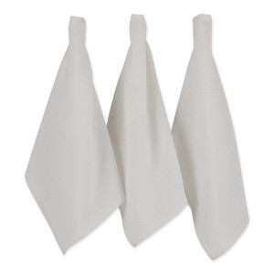 Design Imports  Recycled Cotton Waffle Dishtowel Set 6 Piece, 18X26", White - 1 of 4