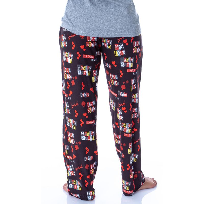 DC Comics Women's Harley Quinn Love Stinks Loungewear Pajama Pants Black, 4 of 5