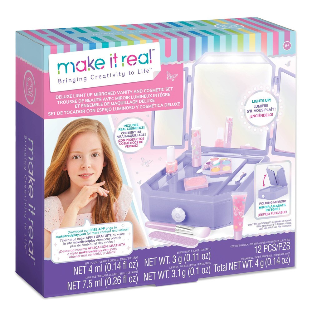 Make It Real Deluxe Light Up Mirrored Vanity and Cosmetic Set