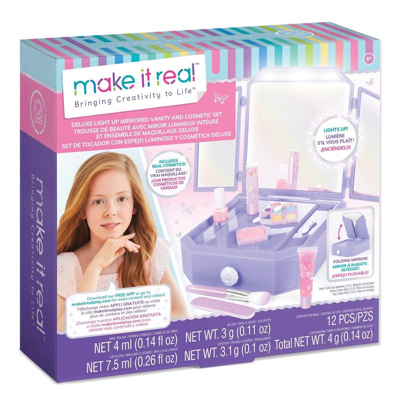 Make It Real Deluxe Light Up Mirrored Vanity and Cosmetic Set, 1 of 10