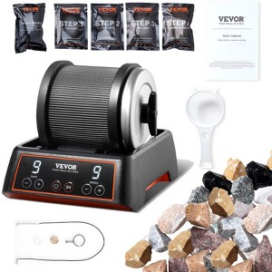 VEVOR Rock Tumbler Kit, 2.5 lbs Rock Polishing Kit, 9 Speed Settings 9-Day Polishing Timer Stone Polishing Kit, Rock Polisher, Black & Orange - 1 of 4