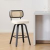 Bekrvio Swivel Counter Height Bar Stools Set of 1/2/3/4 - 26" Faux Leather Upholstered with Rattan Back, Black Wood Frame for Kitchen Island - 2 of 4