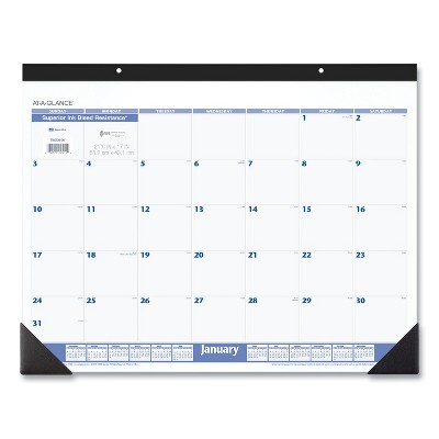 Desk Pad, 22 x 17, White Sheets, Black Binding, Black Corners, 12-Month (Jan to Dec): 2026