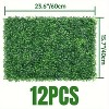 Angel Sar 12-Pack Artificial Boxwood Hedge Panels, 24x16 Inch UV Protected Fake Grass Wall Decor for Outdoor Fence, Garden Privacy, Wedding Backdrop - 3 of 4