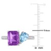 EVERLY JEWELRY | Sterling Silver 3 1/10 CT TGW Sky Blue Topaz and Amethyst with 1/10 CT TDW Diamond 2-Stone Toi et Moi Ring - 3 of 4