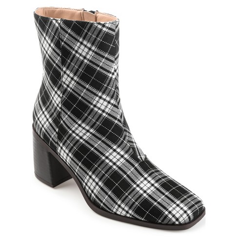 Plaid hot sale heel booties