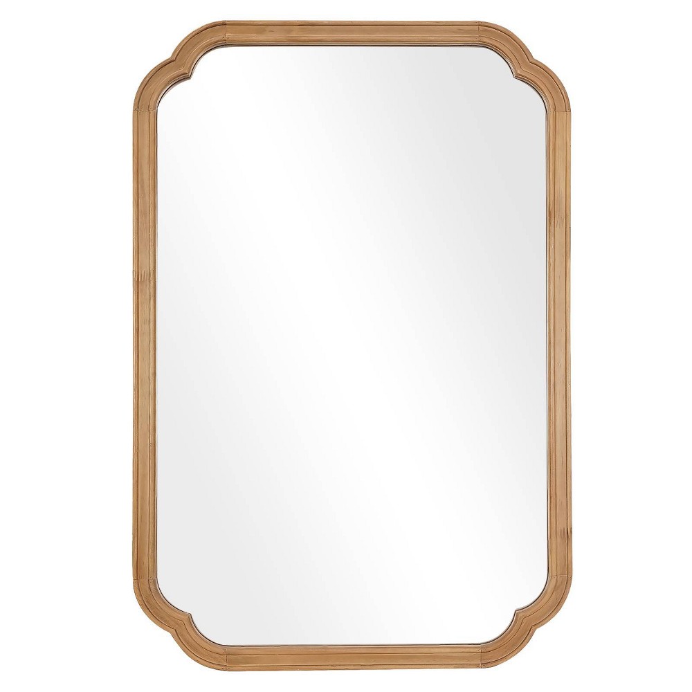 Photos - Wall Mirror WallBeyond 20"x30" Rounded Corner Arch Wall Wood Mirror Natural