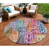Red Gold And Teal Blue Village Houses Washable Indoor Outdoor Area Rug - 2 of 4