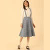 INSPIRE CHIC Women's Vintage Plaid A-Line Tartan Suspender Midi Skirt - 2 of 4