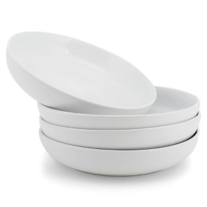 Elanze Designs Bistro Glossy Ceramic 8.5 inch Shallow Pasta Dinner Bowls Set of 4 - Perfect for Everyday uses from Italian Style Pasta to Caesar - 1 of 4