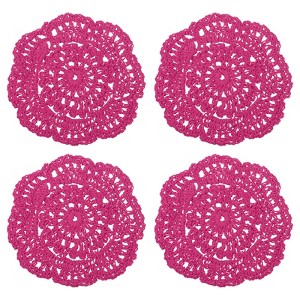 Unique Bargains Cotton Embroidered Lace Vintage Coasters 4 Pcs 3.94" - 1 of 4