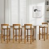 Indoor Walnut Rubberwood Bar Stools,Low Back Upholstered Armless Barstools,Modern Fabric Barstools for Kitchen Dining Room-Coolbibila - 3 of 4