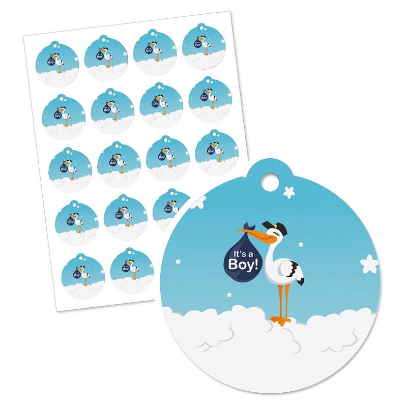 Big Dot of Happiness Boy Special Delivery - Blue It's A Boy Stork Baby Shower Favor Gift Tags (Set of 20), 2 of 5