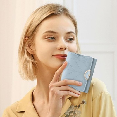 FATMOON Wallet for Women - Stylish RFID Blocking Leather Wallet- Bifold Card Holder with Zipper Coin Pocket,for Daily Use,Travel