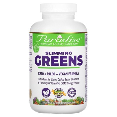 Paradise Herbs Slimming Greens Capsules, Keto, Paleo, Vegan Friendly, Non GMO, ORAC Greens Powder, 120 Vegetarian Capsules
