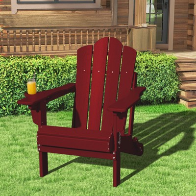 HYLEORY Plastic/Resin Folding Adjustable Back Adirondack Chair with Cup Holder