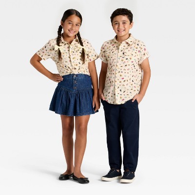 Latino Heritage Month Kids' Short Sleeve Woven Shirt - Ivory
