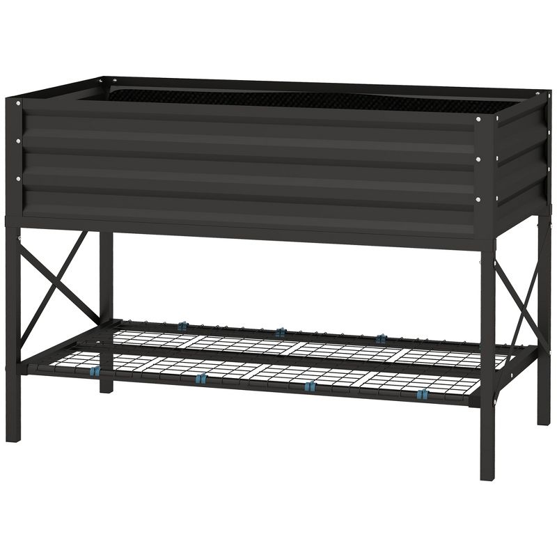 Outsunny Galvanized Raised Garden Bed, Metal Planter Box with Legs, Storage Shelf and Bed Liner, 4 of 7