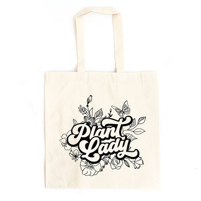 City Creek Prints Plant Lady Cursive Canvas Tote Bag - 15x16 - Natural
