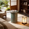 SEVOBAL Outdoor Cement End Table Small Round Garden Accent Table Drum Shape Side Table or Stool for Patio and Indoor Use, Green, 20.28"*20.28"*25.39" - 2 of 4