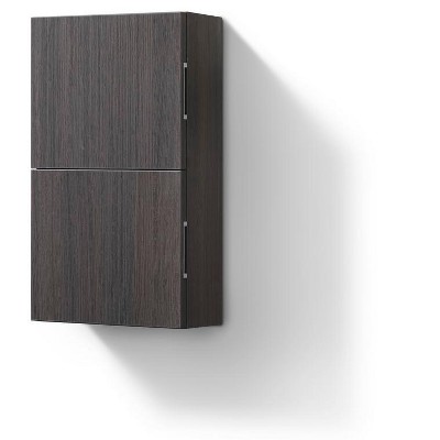 KubeBath Bliss 14Inch Wide by 24Inch High Linen Side Cabinet With One Door in Gray Oak Finish