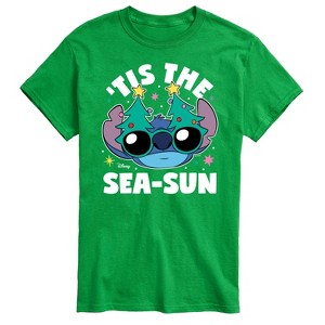 Men's - Lilo and Stitch - Tis the Sea-Sun Christmas Short Sleeve Graphic T-Shirt - 1 of 4