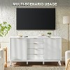 SinCiDo 60" Modern Fluted Dresser w/Sliding Doors & 4 Drawers, Faux Marble Top, Curved Profile Design for Bedroom, Living Room - 3 of 4