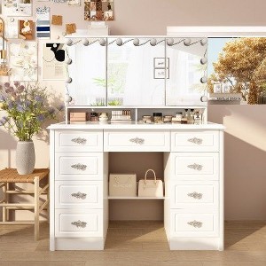 FUFU&GAGA Elegant Makeup Vanity Table with Adjustable Mirror Large Desk - 1 of 4
