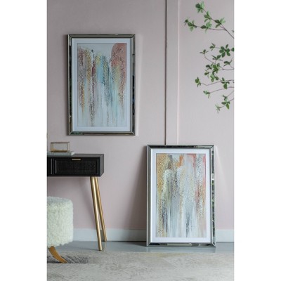 23.5"x35.5" Jennings Watercolor Cascade Crystal Mirror Framed Art Set