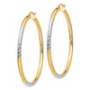 Black Bow Jewelry 14k Gold and Rhodium Diamond Cut Round Hoop Earrings 55mm (2 1/8 Inch) - 2 of 4