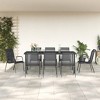 vidaXL Patio Dining Set Outdoor Table and Chair Black Steel and Textilene - 74.8" Table Length 8 Items - 2 of 4