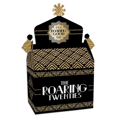 Big Dot of Happiness Roaring 20's - Treat Box Party Favors - 1920s Art Deco Jazz Party Goodie Gable Boxes - Set of 12