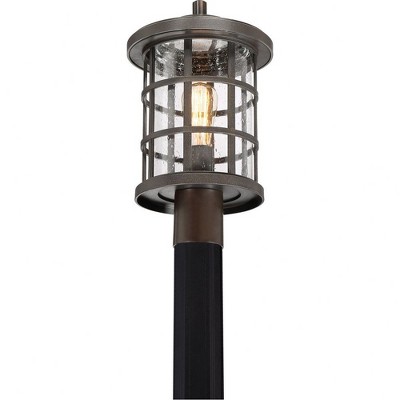 Crusade 10'' Palladian Bronze Outdoor Post Lantern with Crisscrossed Bands